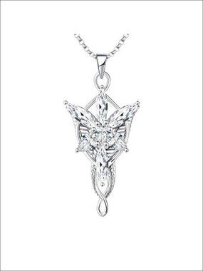 925 Sterling Silver Arwen Evenstar Necklace Cubic Zirconia Pendant Adjustable